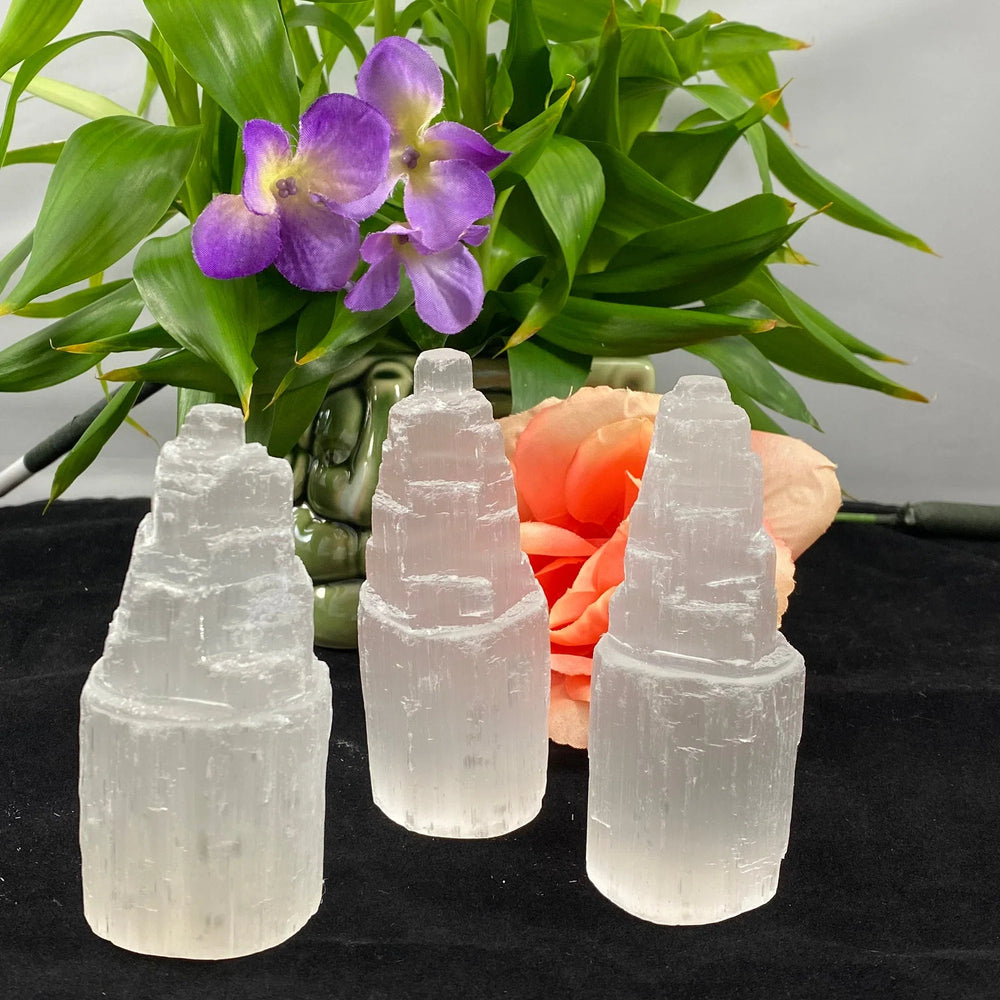 Selenite Iceberg Tower, Skyscraper, Mountain 4in / 10cm Tall (1 pc)-1