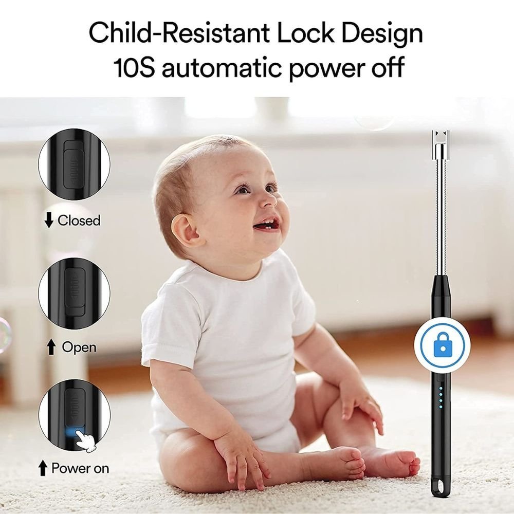 USB Rechargeable Electric Arc BBQ Lighter - Black