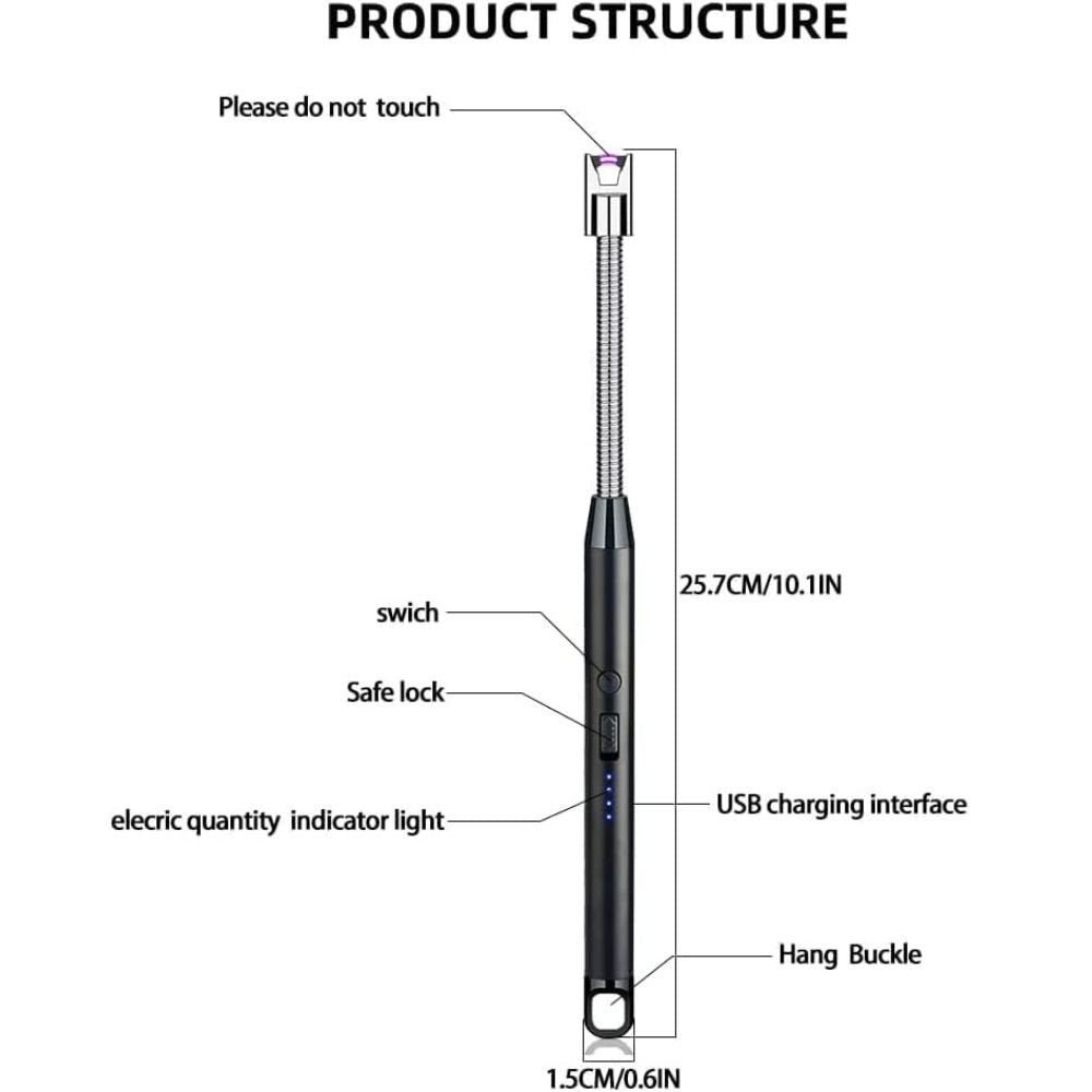 USB genopladelig elektrisk lysbue-grilllighter - sort