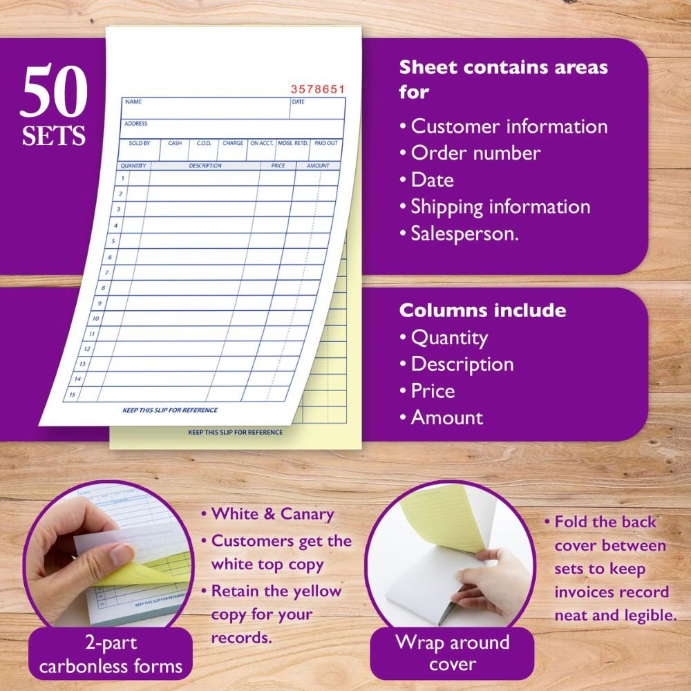 BAZIC General Purpose Sales Book 2-Part Carbonless 3 11/32