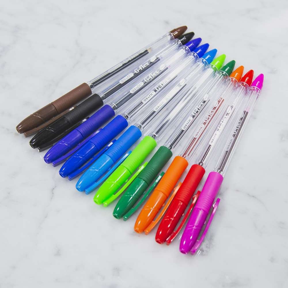 G-Flex Color Oil-Gel Ink Pen w/ Cushion Grip - 10 Pack