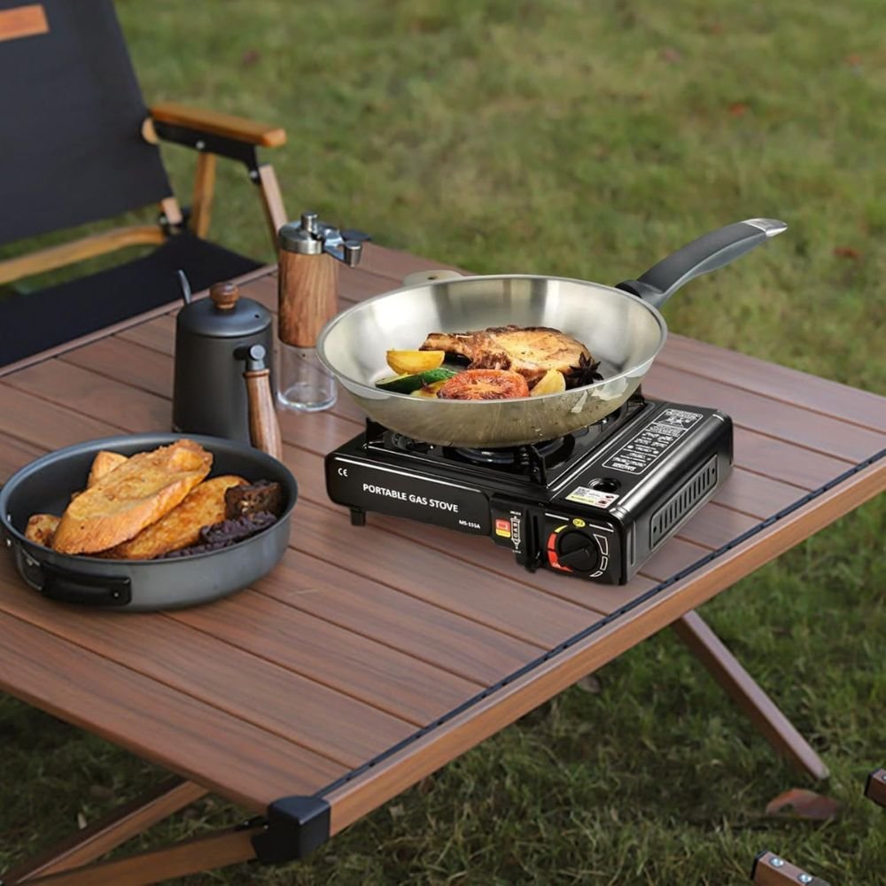 Bærbart campinggaskomfur med bæretaske