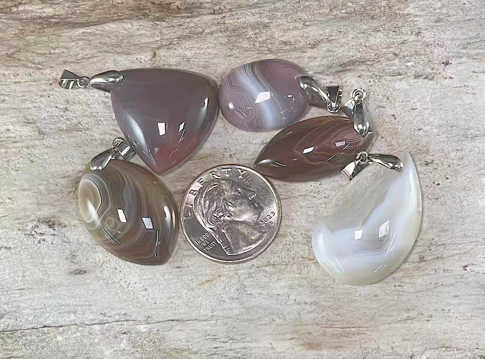 Botswana Agate, Freeform Pendant, (1pc)-1